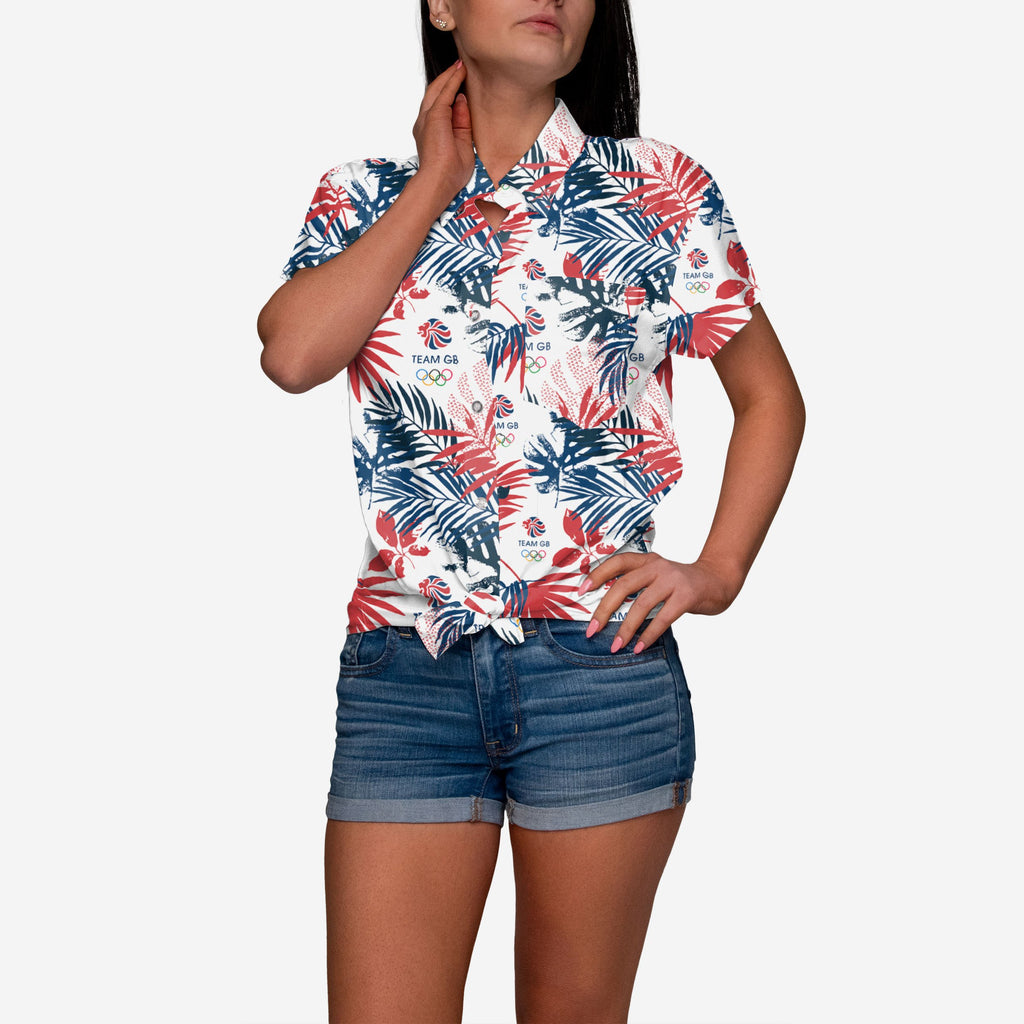 Team GB Womens Floral Button Up Shirt FOCO S - FOCO.com | UK & IRE